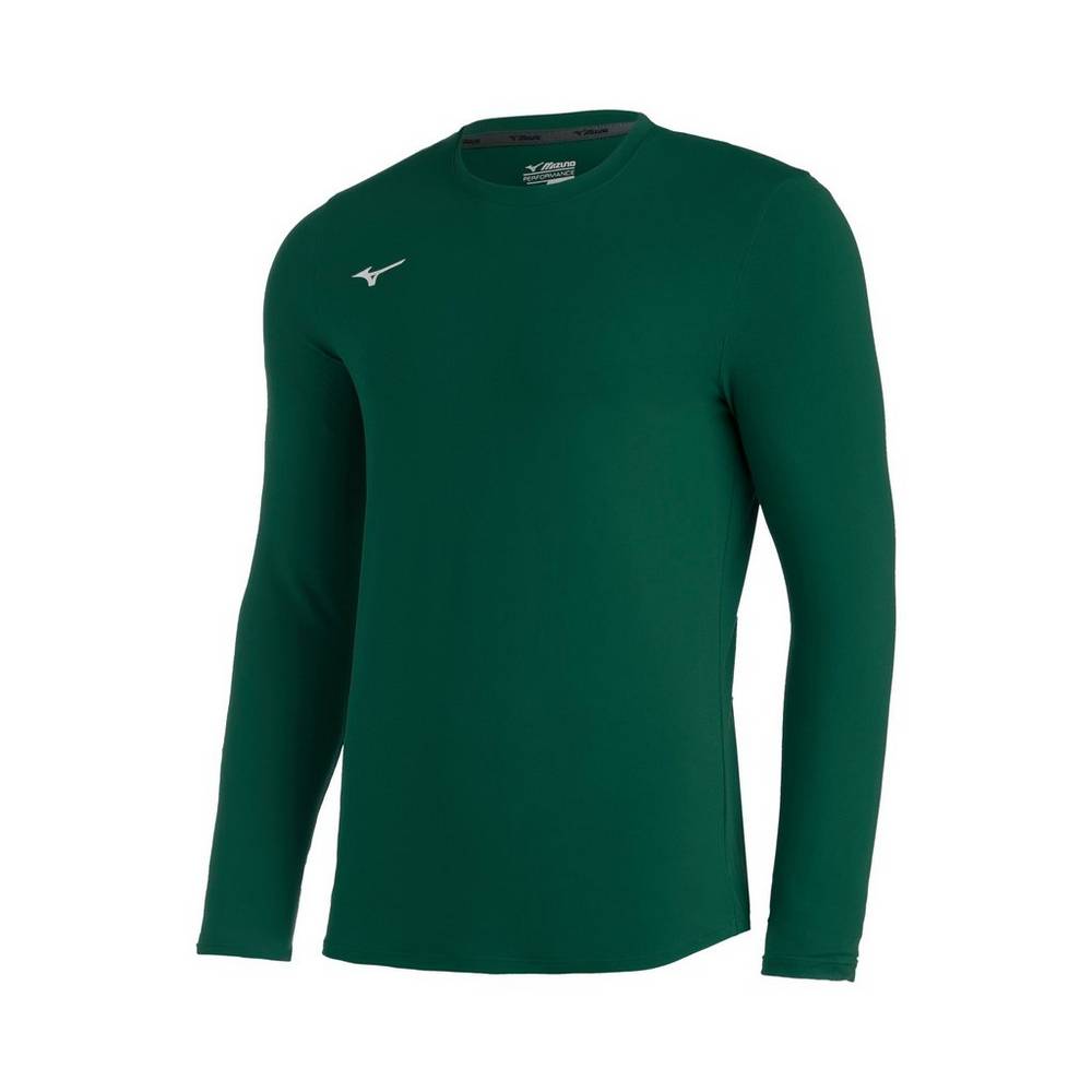 Mizuno Comp Diamond Long Sleeve Crew - Erkek Gömlek - Yeşil Türkiye (ZMSRHL-167)